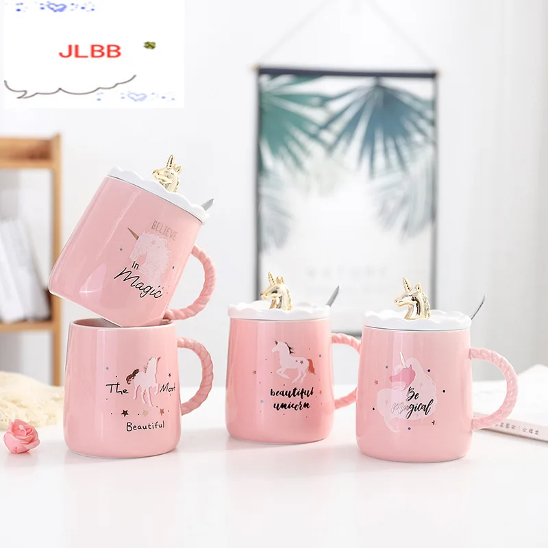 Волшебная кофейная кружка в виде единорога с 3D воздушной крышкой и ложкой