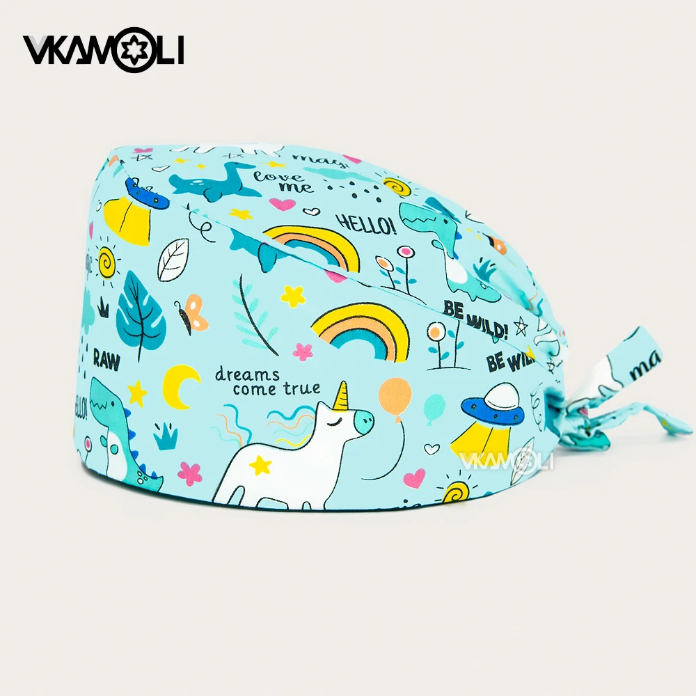 

wholesale price scrub hats for women Beauty Work Hats Lab cap flower nursing scrub caps womens nurse accessories mens