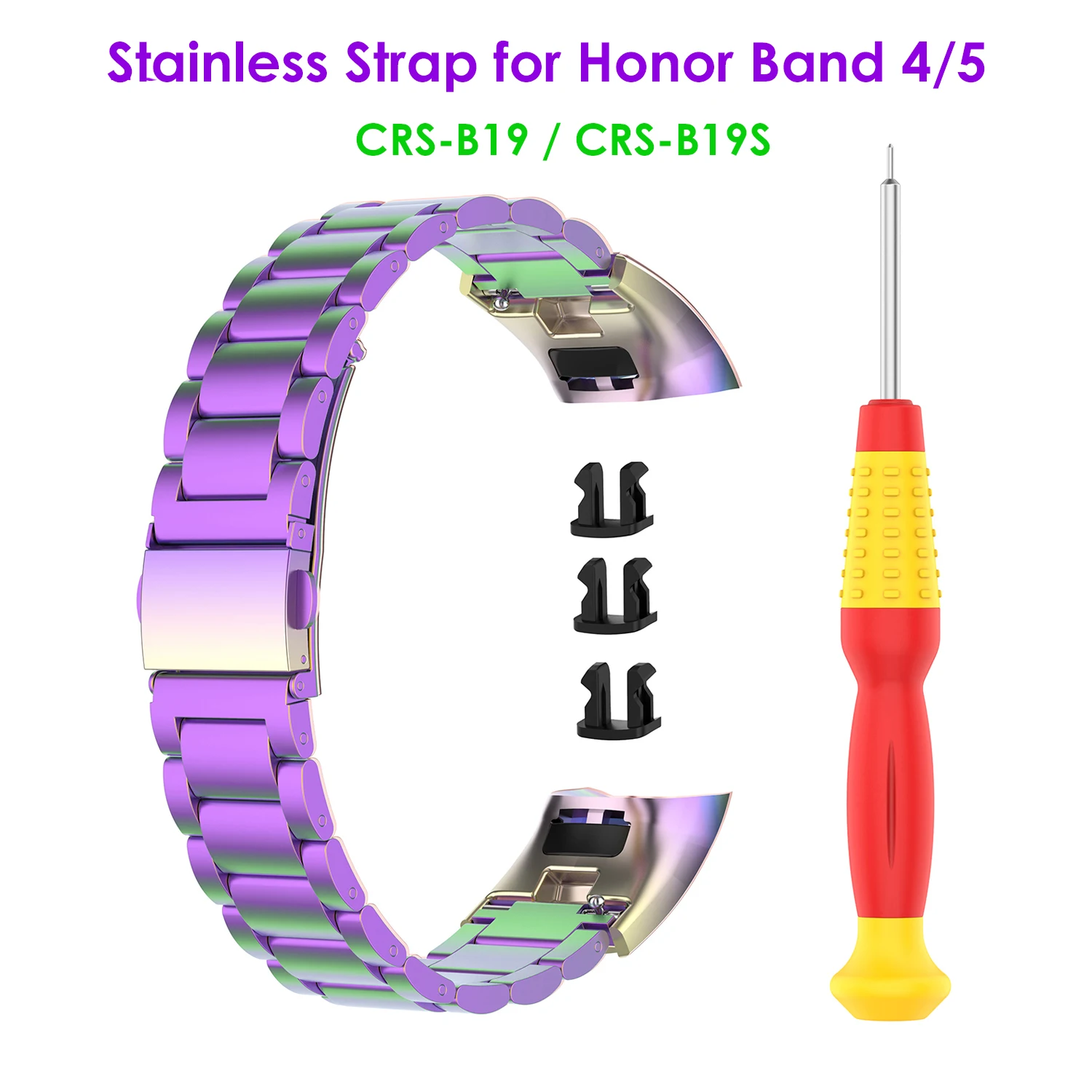 

Business Stainless Steel Metal Wristband for Huawei Honor Band 5/4 Thin Solid Bracelet Colorful Honor 4 Watchband Man with Tools