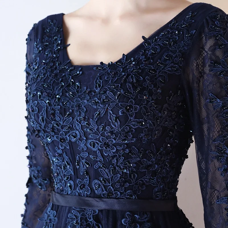 

3/4 Long Sleeves Evening Dress 2021 A Line Formal Prom Gown Evening Dresses