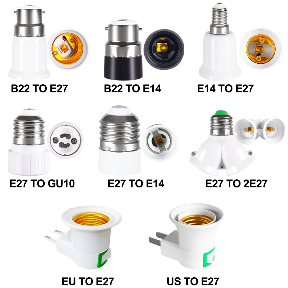 Новинка E27 B22 E14 GU10 Адаптер для розетки со светодиодсветильник лампой 85-265 В