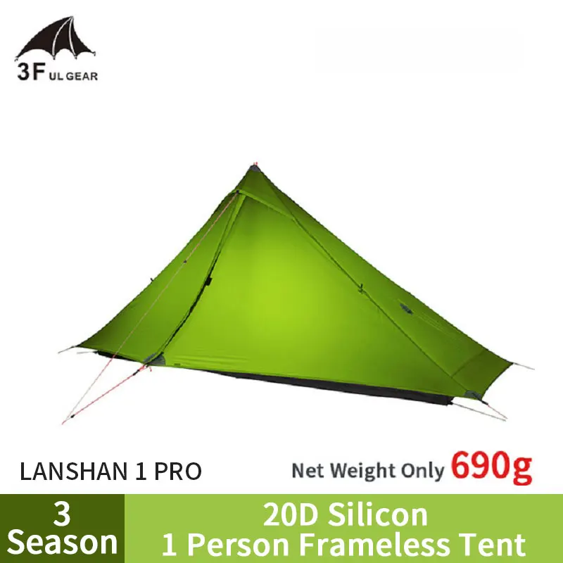 Kaufen 3F UL GETRIEBE LanShan1 Pro Ultraleicht Wandern Camping Zelt 20D Doppel Schicht Silikon Outdoor Wasserdicht Winddicht Pyramide Zelt