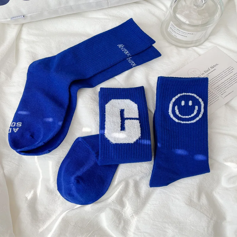 

Blue Color Letter C Print Stockings Smile Lolita Socks Stockings Thigh Socks Lingerie Korean Harajuku Unisex Stockings Gifts
