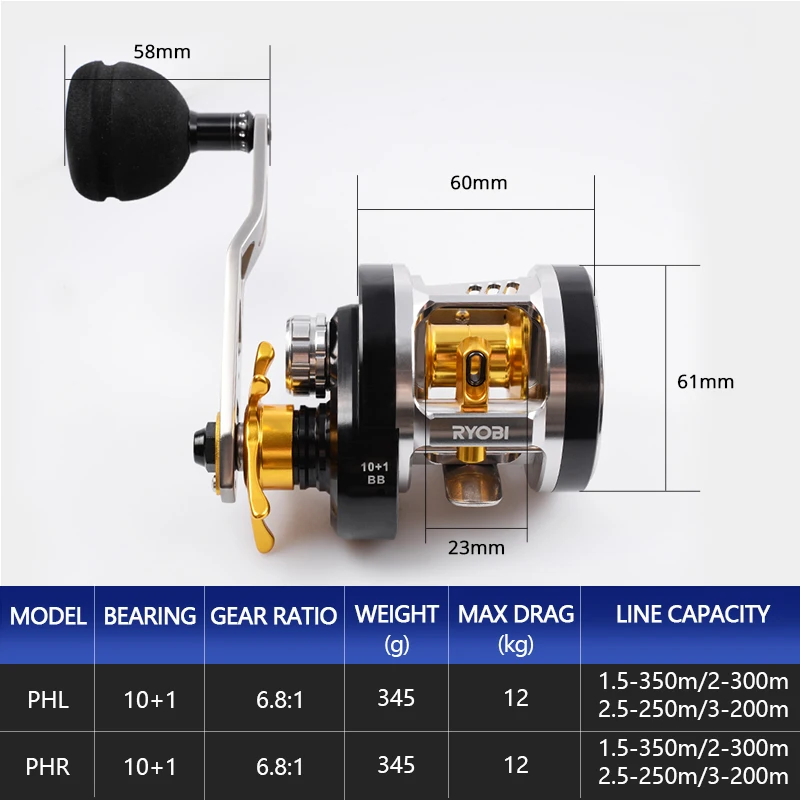 RYOBI Варан GA C3030 для Пресноводной рыбной ловли катушка 6 8: 1 Шестерни соотношение 11BB