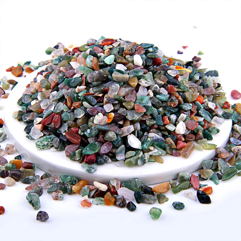 Indian Agate Разноцветные Бусины 3-5 мм, 20 г, 50 г, 100 г, смешанный природный гравий, кристалл, бисер, неправильный энергетический драгоценный камень, бусины для рыбного бака, бонсай, украшение - Цвет: Indian Agate