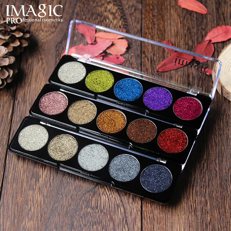 

IMAGIC Pressed Glitter Eyeshadow Palette Makeup Glitter Pigment Smoky Eyeshadows Waterproof Cosmetics Rainbow Metallic Diamond