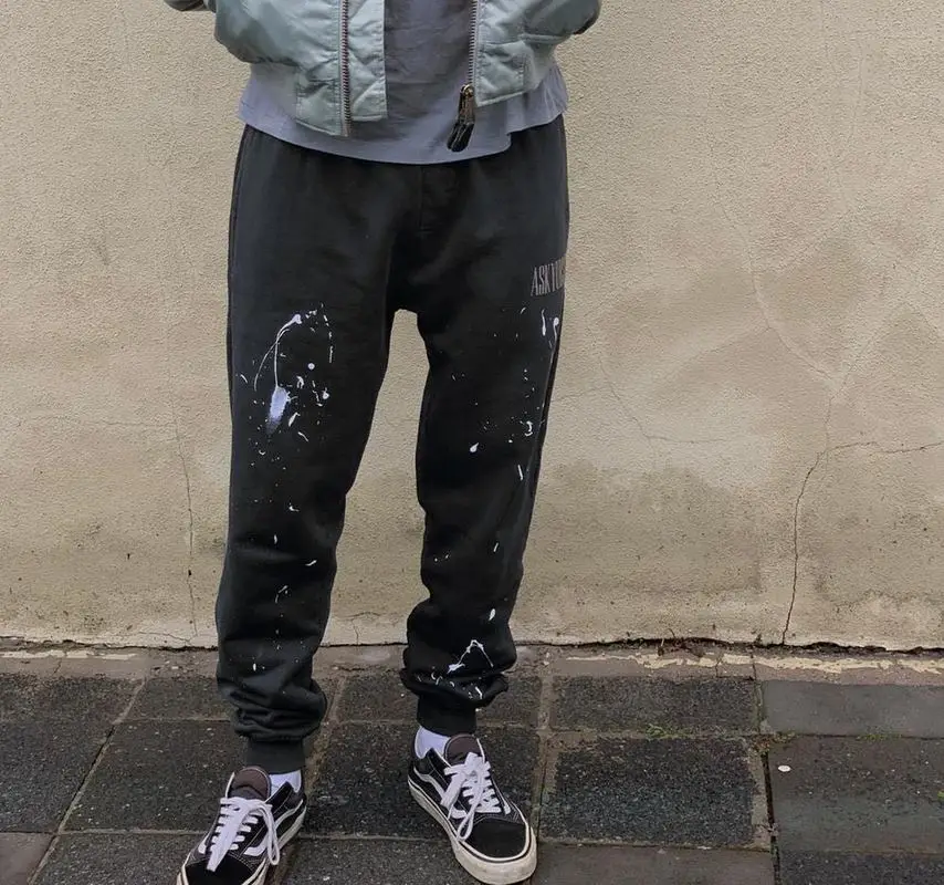 ASKYURSELF спортивные брюки Граффити 1:1 высокое качество Jogger kanye west hip hop Drawstring для