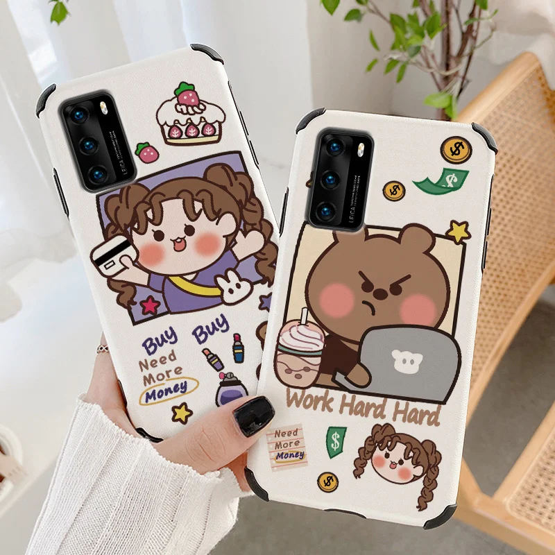 

Cute Little Girl Phone Case For Huawei P40 P40Pro P40Lite Pro Lite Liquid Silicone Cover