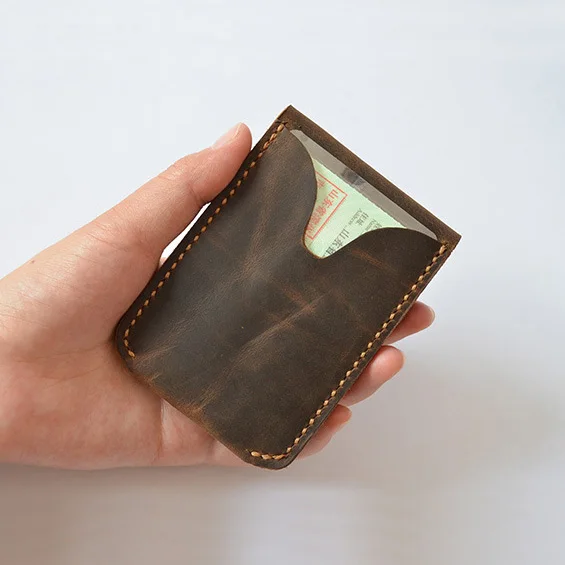 Держатель для карт ручной работы из натуральной кожи минималистичный кошелек