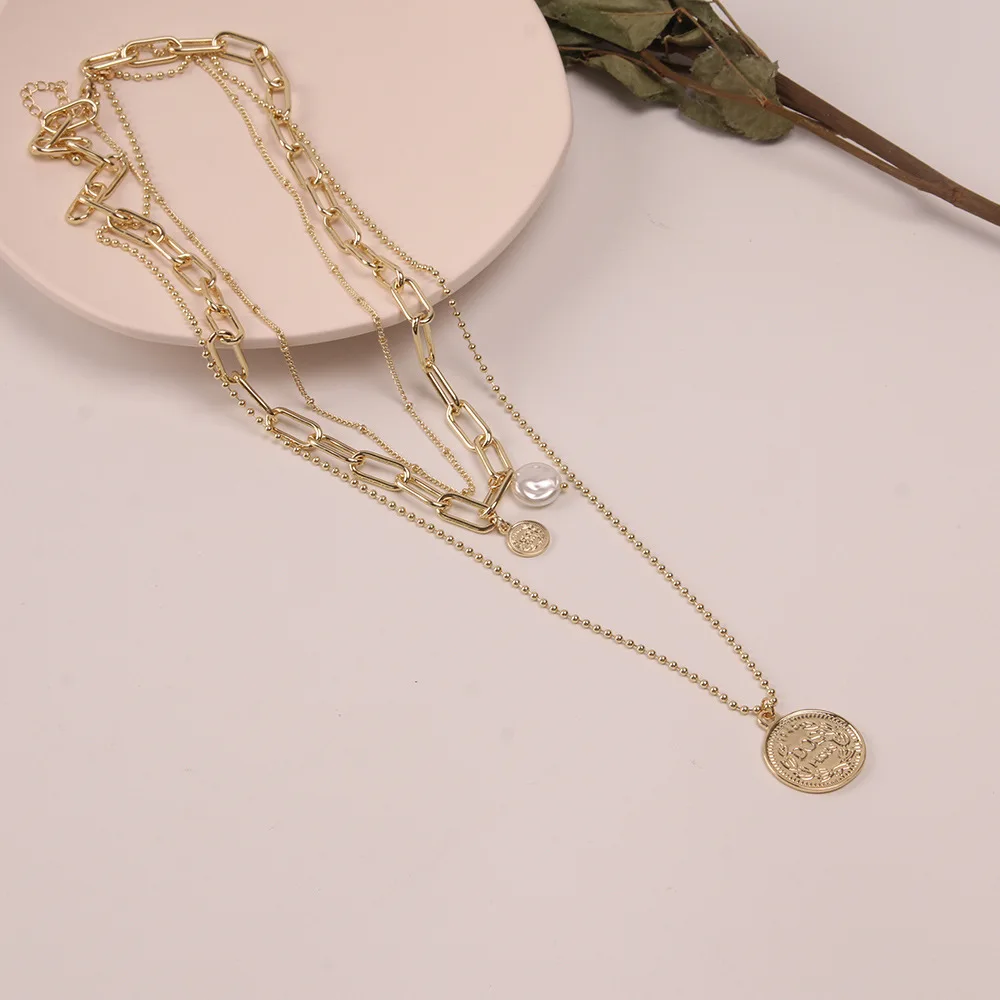 

Fashion new multi-layer necklace female clavicle chain pendant retro style necklace jewelry hot sale