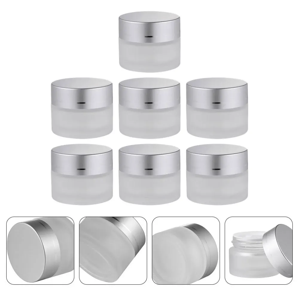 

6pcs 50g Portable Cream Jars Glass Cosmetic Dispenser Empty Refillable Jars