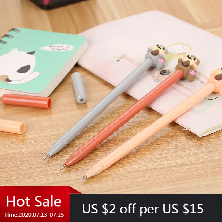 

24 Pcs Creative Cartoon Squirrel Neutral Pen Lovely Learning Stationery Silicone Head Water Signature Pen Kawaii School Supplies
