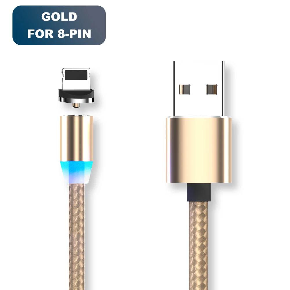 Gold for iphone Vanniso 1 м 2 м Магнитный USB кабель для iPhone X samsung xiaomi магнитное зарядное устройство Micro usb type C мобильный телефон Быстрая зарядка USB шнур - Цвет: Gold for iphone