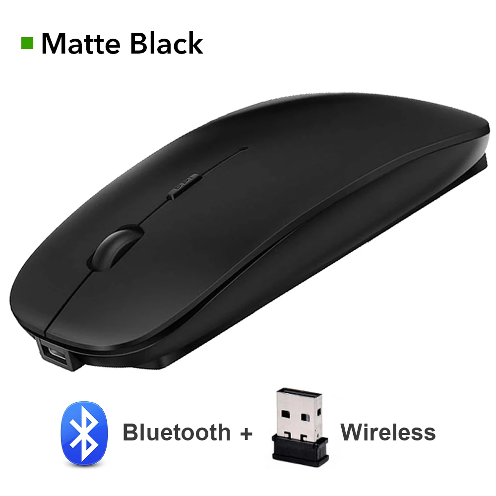 Беспроводная Bluetooth мышь беспроводная Бесшумная компьютерная мышь для ПК ноутбука Mause перезаряжаемая эргономичная оптическая USB мышь - Цвет: Bluetooth 4.0 Black