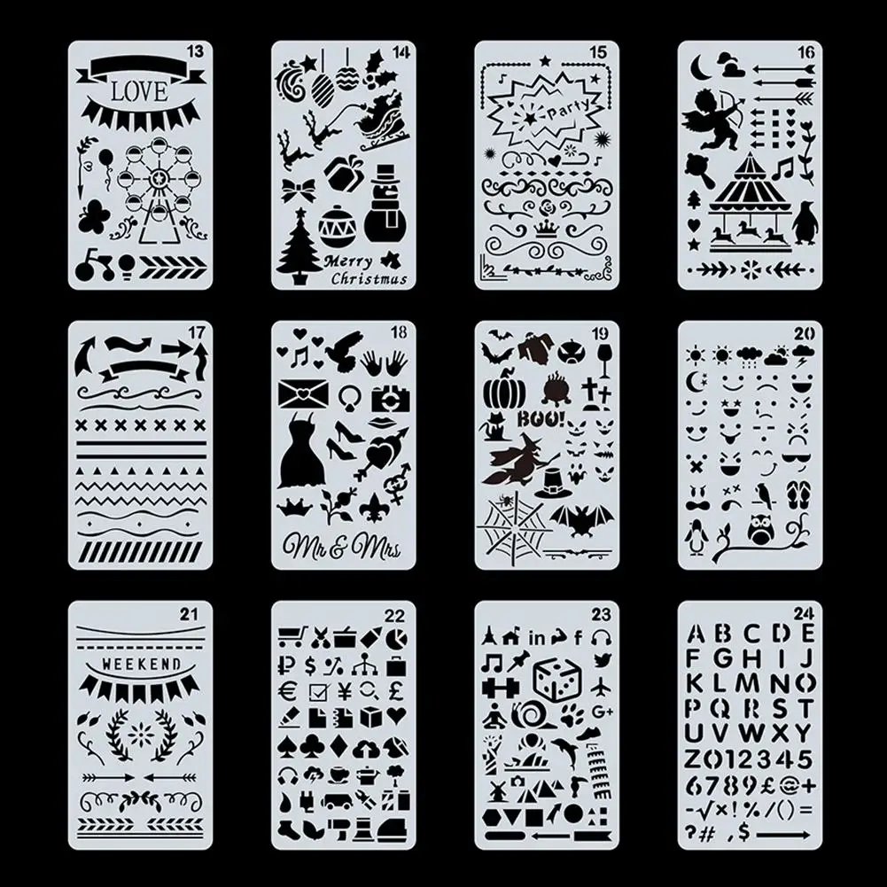 24 шт. трафареты букв DIY шаблоны для рисования журнал пластиковые художественные