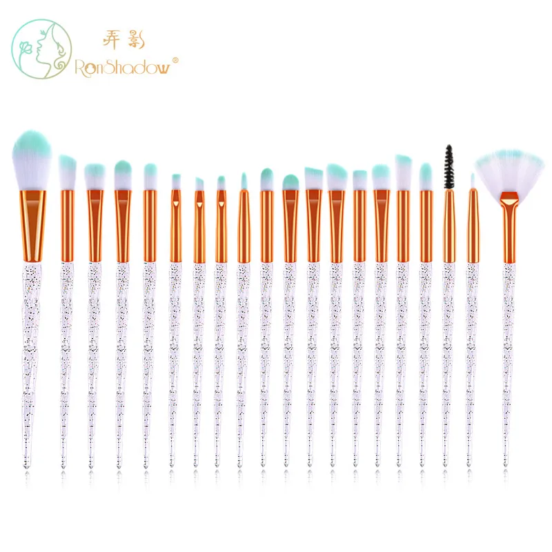 

20Pcs Diamond Makeup Brushes Set White Gold For Eye Shadow Powder Foundation Lip Professional Cosmetic Beauty Make Up Brush