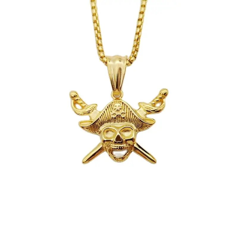Крутое ожерелье с подвеской в виде двойных мечей Креста пиратского черепа