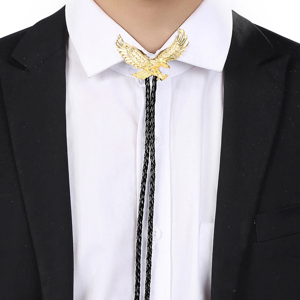 

Retro Style Flying Eagle Bolo Tie Western Necktie Leather Cord String Necklace