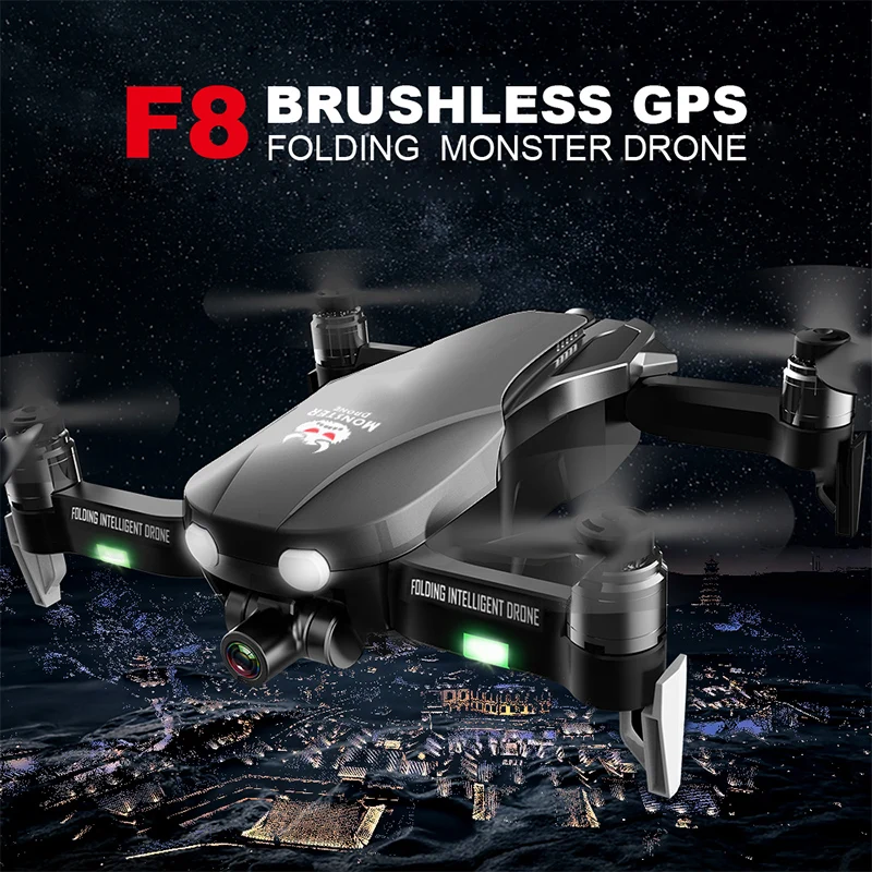 F8 Радиоуправляемый квадрокоптер gps Дрон с камерой 4K HD двухосевой