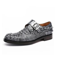 hulangzhishi new crocodile leather skull men formal shoes manual bottom of the skin business male shoes crocodile leather shoes