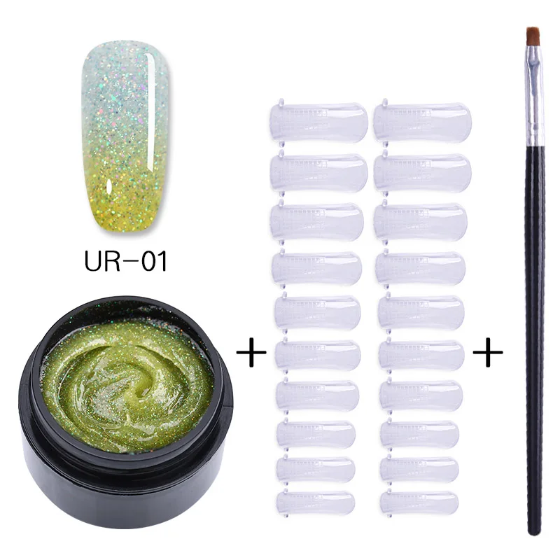 3Pcs set 1 UR SUGAR 15 мл голографический Блестящий Быстрый строительный поли набор для маникюра гель-лаком тепловой поли гель продлевающий половой акт лак кончик ногтей строительный УФ-гель - Цвет: 3Pcs set 1