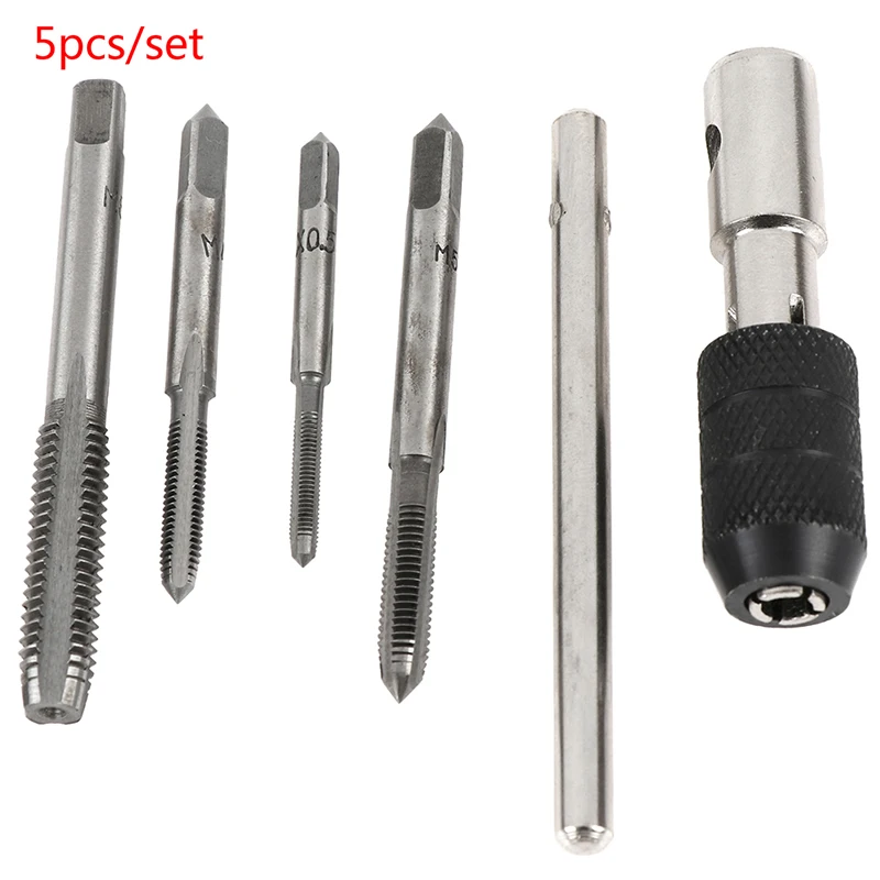 

5Pcs/set T Type Hand Screw Thread Taps Drill Kit M3 M4 M5 M6 Set Wrench 1Set