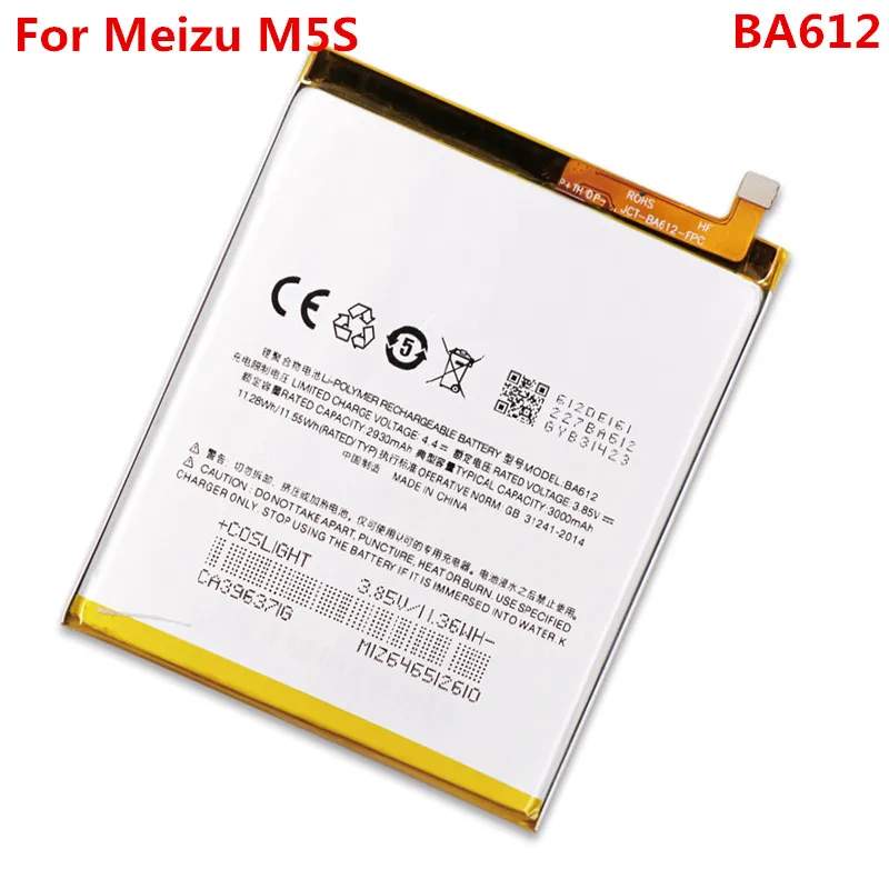 Оригинальный аккумулятор для Meizu M5S M612Q M612M BA612 3000 мАч сменный литий ионный