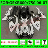 motorcycle fairing tank cover bodywork for suzuki gsxr600 06 07 gsxr750 2006 gsx r750 2006 2007 k6 fairings set black white