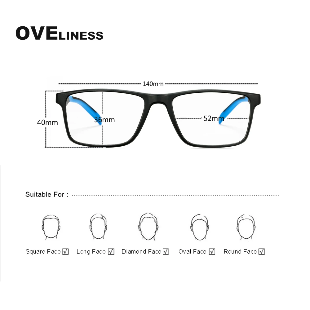 tr90 glasses frame men myopia prescription computer spectacle frames women ultra light square eyeglasses frames for men eyewear free global shipping