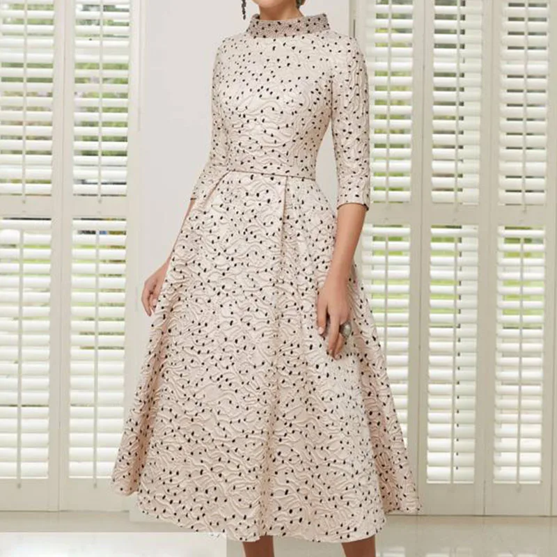 

Tailor Shop Custom Made Black Dots Polckdots Party Groom Plus Size Formal Elegant Mother of The Bride ivory champagne dress