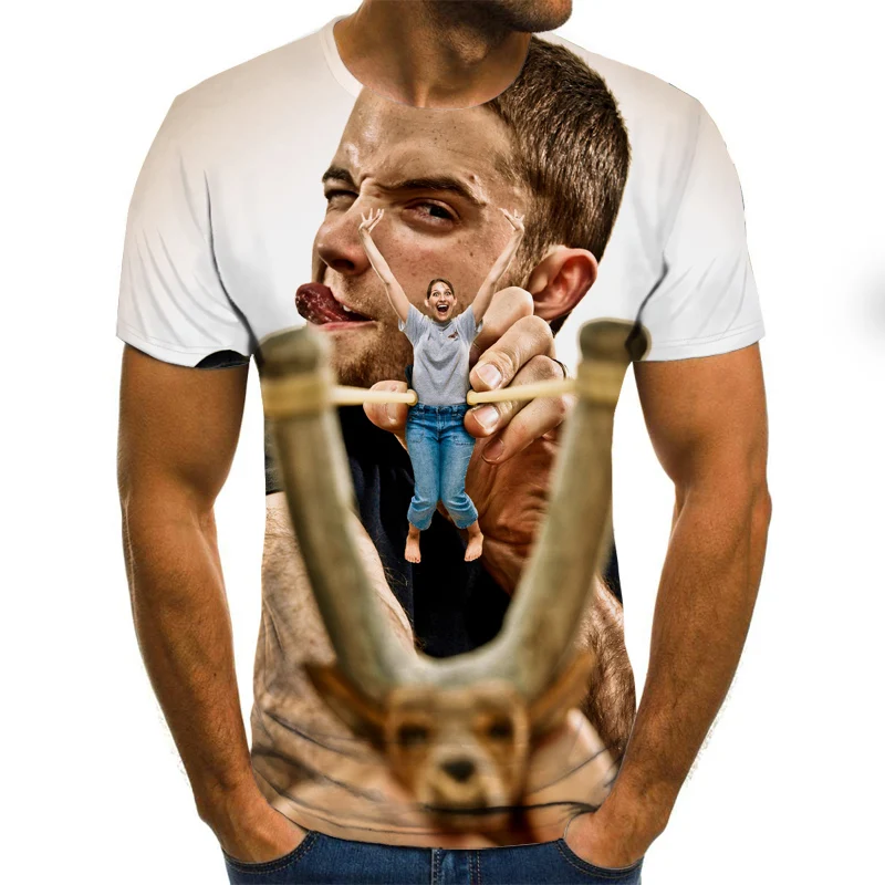 

2021 new men's T-shirt cool American men's top 3D printed fashion short sleeves fun round collar shirt fashion streetwear 6XL