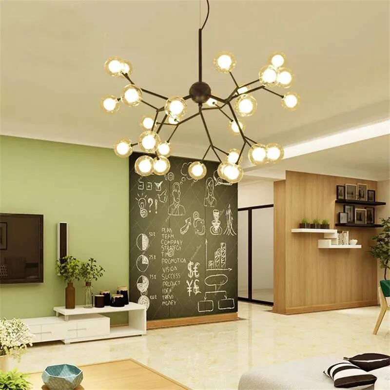 Northern Europe Living Room Pendant Post Modern Firefly Lamp Master Bedroom Glass ball Restaurant Clothing Store Magic Bean | Лампы и