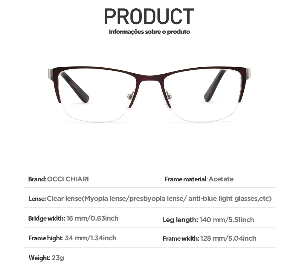 OCCI CHIARI, женские очки, очки Oculos, половинная оправа,, модные ацетатные очки для близорукости, прозрачные линзы, оправа для глаз, W-COMITE