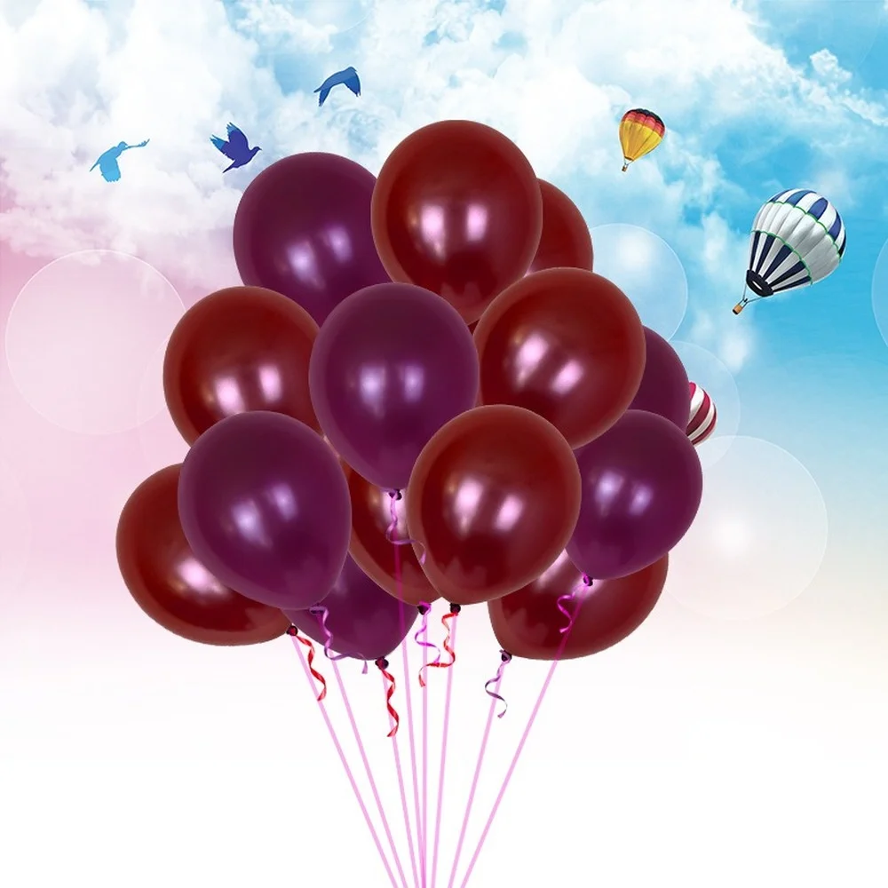 

100 Pcs/set Wine Red Latex Balloons Birthday Party Supplies Decoration Luminous Pearly Grape Red 12 Inch Round Balloon Wholesale