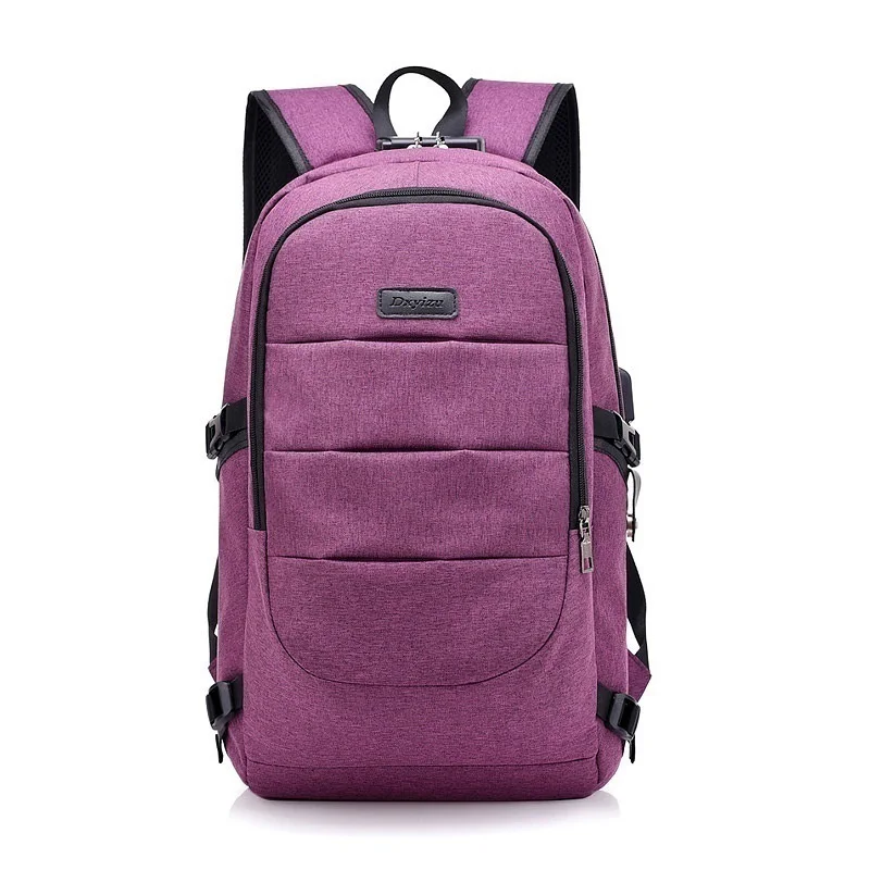 purple backpack Новинка, модный мужской повседневный рюкзак Оксфорд, водонепроницаемый, для ноутбука, бизнес, рюкзаки для мужчин и женщин, для путешествий, usb зарядка, противоугонная сумка - Цвет: purple backpack