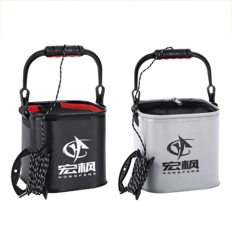 

Thicken Fishing Bucket Live Fish Box Car Wash Bathroom Kitchen Bucket Folding Fishing Bait Buckets Tackle Portable Bucket Hotsel