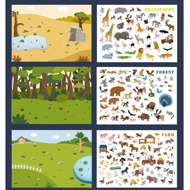 Многоразовые наклейки книга игра коллекция дети развивающие игрушки для детей