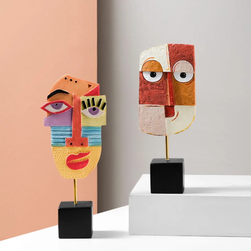 

Resin Face Art Crafts Decorative Traditional Abstract Tabletop & Cabinet Figurines Creative Living Room Home Decoration Ornament