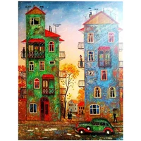 5d diamond painting color house full drill square diamond embroidery landscape mosaic street needlework child room decor