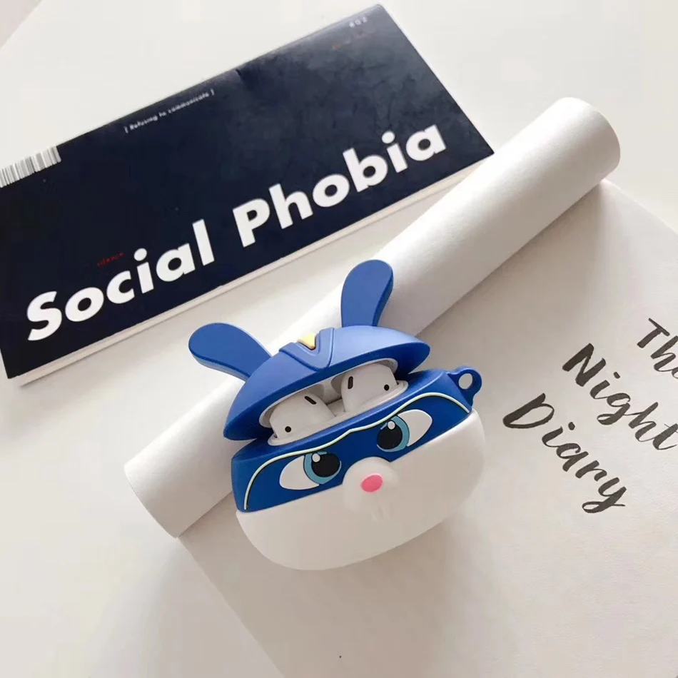 751 3D наушники в виде кролика Чехлы для AirPods чехол 3D Симпатичные кошки и собаки мультфильм для Apple Air Pods чехол для наушников кольцевой ремень - Цвет: 751