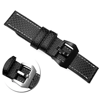 leathercarbon fiber watchband band strap 20 22 24 26mm fit for hamilton h77696793 panerai breitling with stainless steel buckle