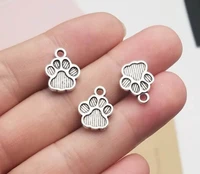 40pcslot 12x15mm antique silver plated dog paw charmsdiy suppliesjewelry accessories