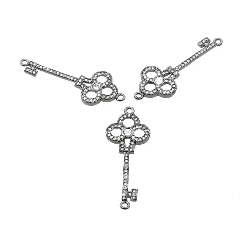 Лидер продаж бусины шармы в форме ключа из микро циркония для изготовления