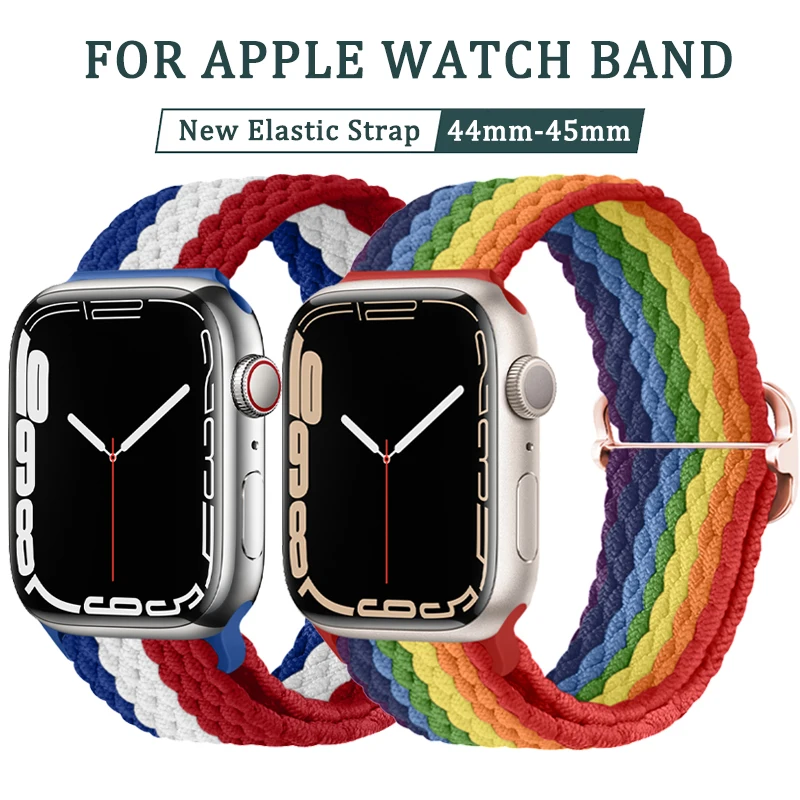 

Correa For Apple Watch 7 41mm 40mm 42mm 45mm 42mm 38mm Nylon Elastic belt Bracelet iWatch 7 SE 6 5 4 3 2 Braided loop watch band