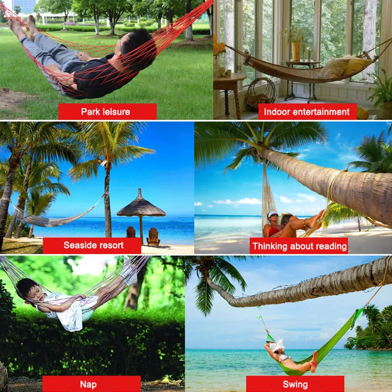 9 Strands Nylon Rope Hammock Portable Camping Mesh Swing Outdoor Supplies LT88 | Спорт и развлечения