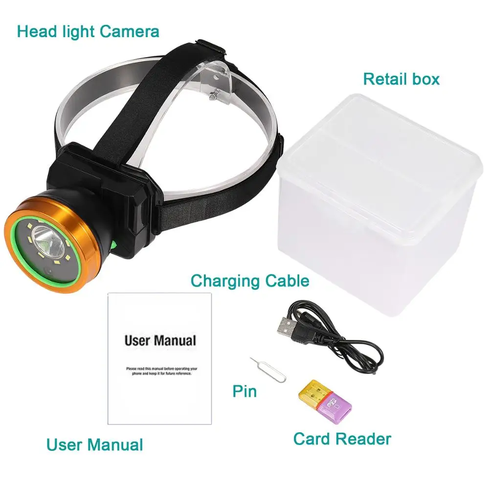 2 in 1 Night Vision LED Wearing Light HD 1080P Camcorder Outdoor DVR Camera Rechargeable Mini For Camping Cave Adventure | Безопасность