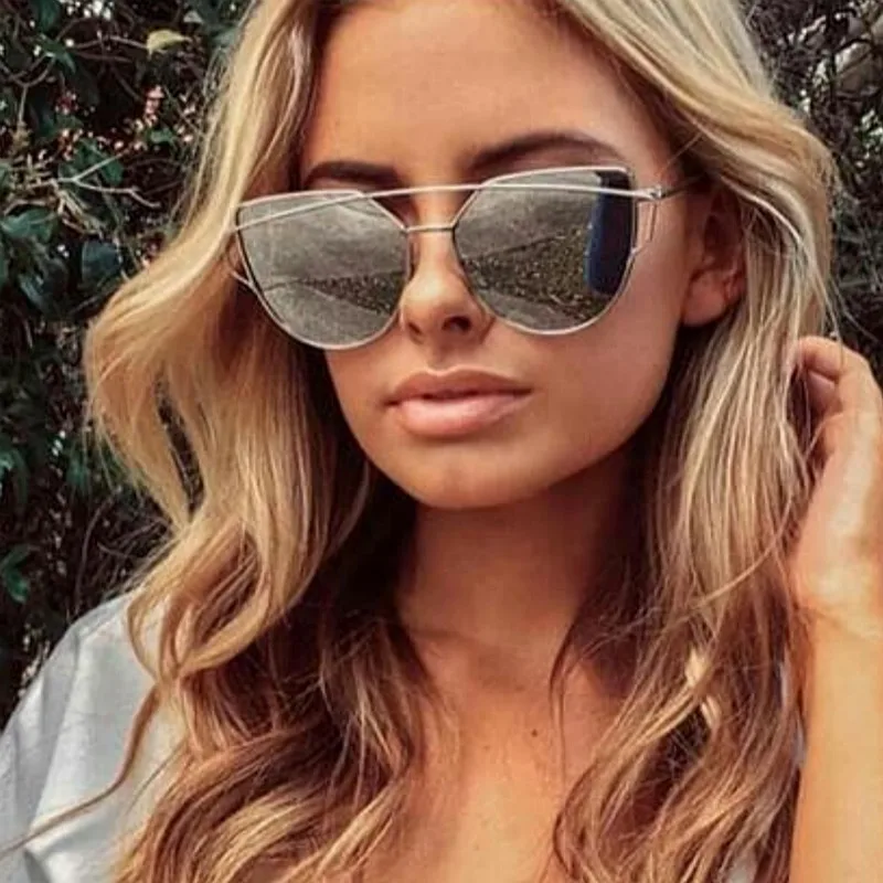 Женские солнцезащитные очки кошачий глаз в оправе с двумя балками винтажном