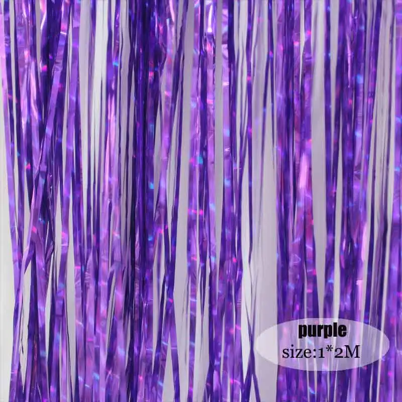 laser purple 2 м золото розовое золото радуга блесток фон фольга бахрома занавеска с блестками день рождения дождь для украшения для девочек взрослых юбилей - Цвет: laser purple