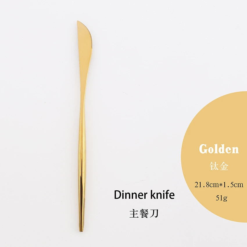 High Quality Gold Cutlery Set Stainless Steel Portable Dinnerware Set Mirror Polishing Food Steak Fork Spoon Knife Chopstick 1pc - Цвет: 2