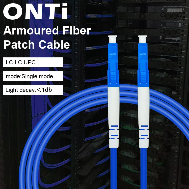 ONTi Fiber Patch Cord LC UPC Industrial grade Single Mode Simplex Armoured 3.0mm FTTH Indoor and outdoor Optical Patch Cable